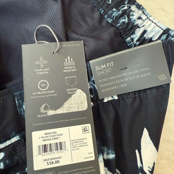 VRST Men's Indigo Craft Blue Resort Slim Fit Shorts/Liner/Swim/Golf 5” XXL NWT - Picture 5 of 8